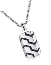 Valentines Day Gifts Mens Dog Tag Necklace Black Tag - £204.08 GBP