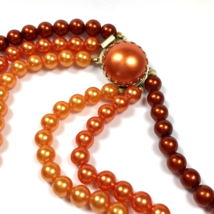 Vintage Hong Kong Multi Color Strand Orange beads 16&quot;  Collar Necklace - $24.00