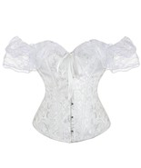 White Lace Corset with Puff Sleeves, Sweetheart Neckline Bustiers For Wo... - $702.15 MXN