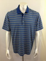 Adidas Climalite Men&#39;s Blue Yellow Striped Polyester Golf Polo Shirt Size Large - £7.90 GBP