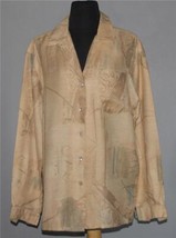 VTG ZANELLA Pastel Abstract Wheat Linen Blend Shirt Blouse Wm&#39;s US 8 / 42 Italy - £26.37 GBP