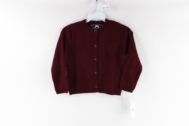 NOS Vintage Childrens 5 School Uniform Button Knit Cardigan Sweater Burg... - £23.35 GBP