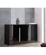 Black High Gloss And Grey 2 Door / 4 Drawer Sideboard - £296.49 GBP