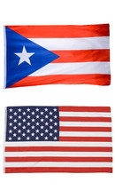 2 FLAGS PUERTO RICAN FLAG OF PUERTO RICO 4 X 6 FEET AND AMERICAN USA FLAG 4 X 6 - £34.45 GBP