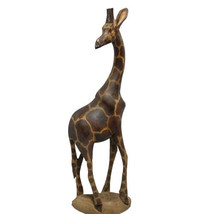 Wooden Giraffe Statue Hand Carved And Made In Kenya 12” - £15.77 GBP