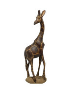 Wooden Giraffe Statue Hand Carved And Made In Kenya 12” - £15.56 GBP