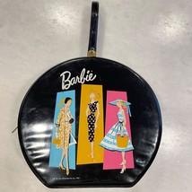 Vintage 1961 Mattel Barbie Ponytail Case Round Hatbox Carrying Storage Black - $98.01