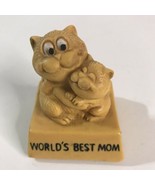 Worlds Best Mom Russ Berries Vintage figure 1970 Cats Colored Yellow - £9.56 GBP