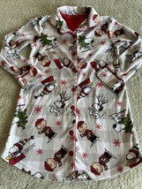 Peanuts Girls Gray White Charlie Brown Snoopy Christmas Fleece Nightgown... - £9.79 GBP