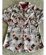 Peanuts Girls Gray White Charlie Brown Snoopy Christmas Fleece Nightgown... - £9.81 GBP
