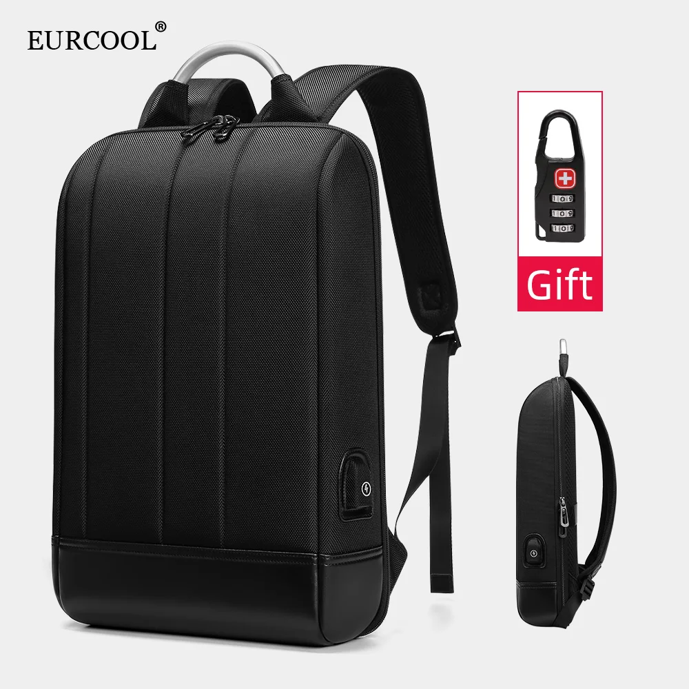 EURCOOL Business Thin Laptop Backpack Waterproof Backpa USB Charging Men Backpac - £99.45 GBP