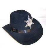 KIDS BLACK VELVET SHERIFF HAT W BADGE cowboy headwear COP NEW - $9.08 CAD