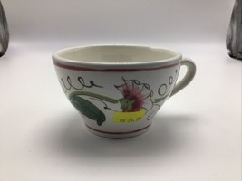 Italy Pottery Ceramic Coffee Latte Cup Hand Painted Floral Flower  - $21.55
