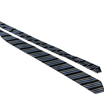 JF J.Ferrar Black &amp; Blue Striped Polyester Mens Tie - $19.65