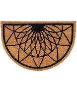 Half Round Coir and PVC Door Mat 24&quot; x 16&quot; - Modern Diamond Rosace Geome... - £26.49 GBP