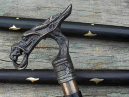 Designer Victorian Dragon Head Handle Vintage Wooden Walking Stick Cane Gift - £27.88 GBP