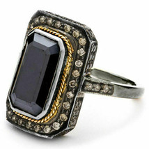 Victorian 1.02ct Rose Cut Diamond Onyx Cute Gorgeous Ring Halloween Season - £409.44 GBP