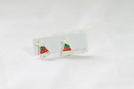 Earrings (New) Red White &amp; Green Christmas Tree - 3/8&quot; - £3.43 GBP
