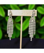 Vintage Pierced Dangle Drop Earrings Women Silver Tone White Stones - $238.99 MXN