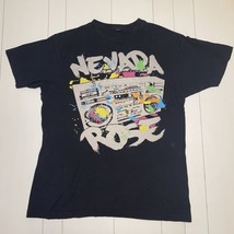 Nevada Rose Boombox Adult Large Graffiti Black T-shirt Distressed Thrashed VTG - £12.37 GBP