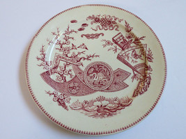Antique 1880 Japanese Grindley &amp; C Tunstall Red on White  Plate Transferware - £63.29 GBP