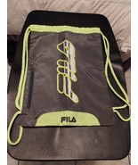 FILA drawstring backpack Dark Gray and lime pack sports heavy duty backpack - $242.56 MXN