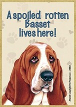 A spoiled rotten Basset lives here! Wood Fridge Magnet 2.5 x 3.5 Gift Lo... - $4.99