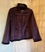 EUC Green Tea Purple Fleece Faux Fur Lined Super Soft Jacket Size Medium - £28.74 GBP