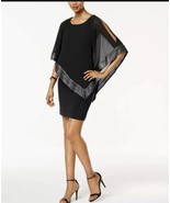 Sz 14 SLNY Foil Trim Popover Dress in Black &amp; Silver Capalet Sheath BNWTS - $95.07 CAD