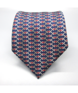 Hermes Men&#39;s Neck Tie Blue Red Geometric Silk 7060 TA Neiman Marcus - £58.51 GBP