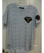 Mens Brooklyn Standard Short Sleeve  T-shirt Size L Gray white with patches - $24.35 CAD