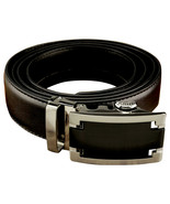 Men&#39;s Black Leather One-Belt, Black &amp; Steel Buckle, Ratchet Mechanism Ti... - $23.03 CAD