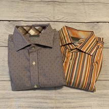 Lot Of 2 Thomas Dean Mens XL Pima Cotton Shirtmakers Cloth Button Up Shirt - £19.57 GBP