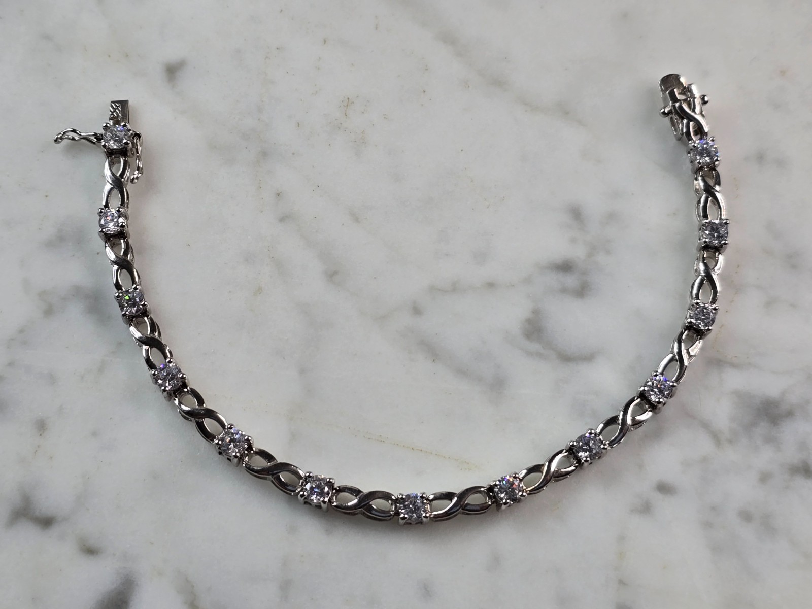 Womens Vintage Estate Sterling Silver CZ Tennis Bracelet, 12.3g E3693 Item image 3