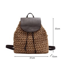 Women Backpack Drawstring Female Fashion Straw Bag Summer Beach Hollow Lady Weav - £27.66 GBP