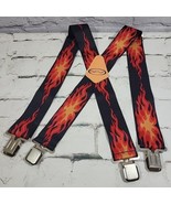 Melotough Mens 2&quot; Wide Suspenders Black With Flames Heavy Duty Comfort W... - $19.79