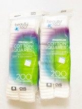 2 Pack CVS Beauty 360 200ct Cotton Squares premium two textures total 400 - £7.74 GBP