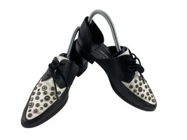 Nine West Flats Women 6 M Woahalle Shoes Black White Leather Studded Loa... - €23,60 EUR