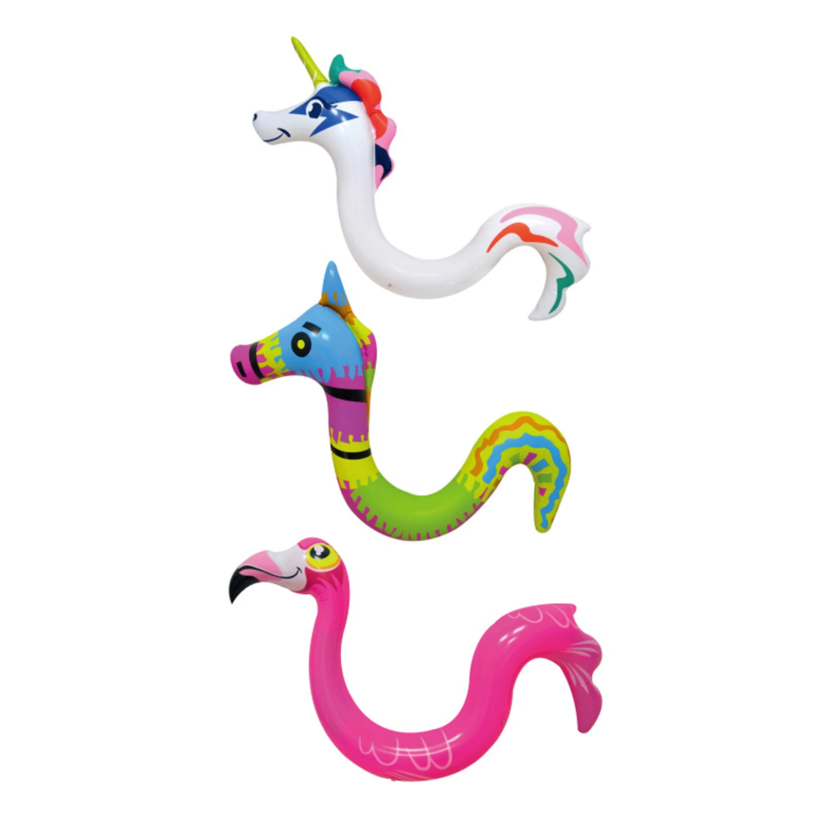 3D Animal Swim Pool Floating Toy Hippocampus Floats Flamingo Swimming Ring - £17.68 GBP+