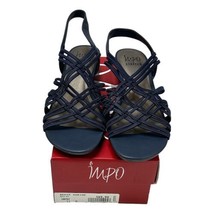 IMPO Reece Navy Strappy Stretch Sandal Open Toe Shoes Size 11 Low Heel New - $54.99