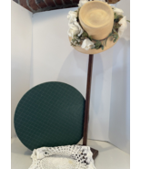 Louis original California 1960&#39;s Tan Straw Hat w/Spring Flowers, Hat Box... - $126.65 CAD
