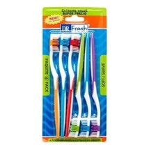 Dr Fresh Soft Nylon Bristles 6 Pack Toothbrushes w/ Tongue Scrubber Multi-Colors - £9.34 GBP