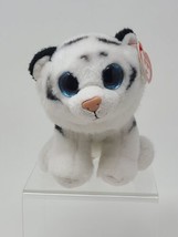 Ty Beanie Boo White Tiger Tundra  Soft Plush Small Glitter Blue Eyes Cat 7&quot; - £7.73 GBP