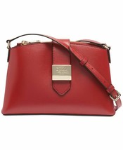DKNY Lyla Red Leather Crossbody Bag Gold Logo Flap Snap Closure Handbag Purse - £87.69 GBP