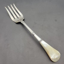 Antique Mother of Pearl Sterling Silver Ferrule Meat Serving Fork  - £52.30 GBP