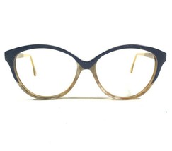 Vintage Buffalo Horn Eyeglasses Frames Brown Beige Blue Round 55-17-135 - £220.39 GBP