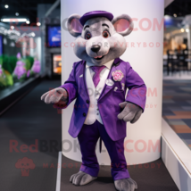 Purple Rat mascot costume character dressed with a Suit Jacket and Brooches - £955.79 GBP