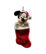Disney 3D Mickey Mouse Head Wearing Santa Hat Plush Christmas Stocking V... - $28.03 CAD