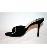 JIMMY CHOO Black Velvet Crystal Buckle Evening Shoes Heels 37-1/2 7.5 - £258.17 GBP