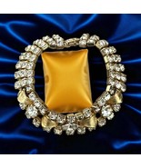Vintage Rhinestone Bracelet Champagne Chunky Statement Gilded Age Gold Tone - $8.99